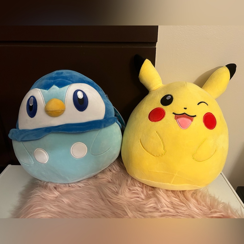 NWT Squishmallow 10” Winking Pikachu And Piplup Pokémon Exclusive 2023.